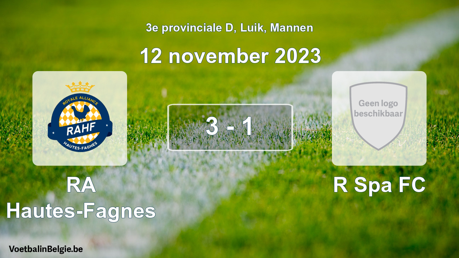 Gespeelde wedstrijd mannenvoetbal: RA Hautes-Fagnes - R Spa FC 3 - 1 (12 november 2023)