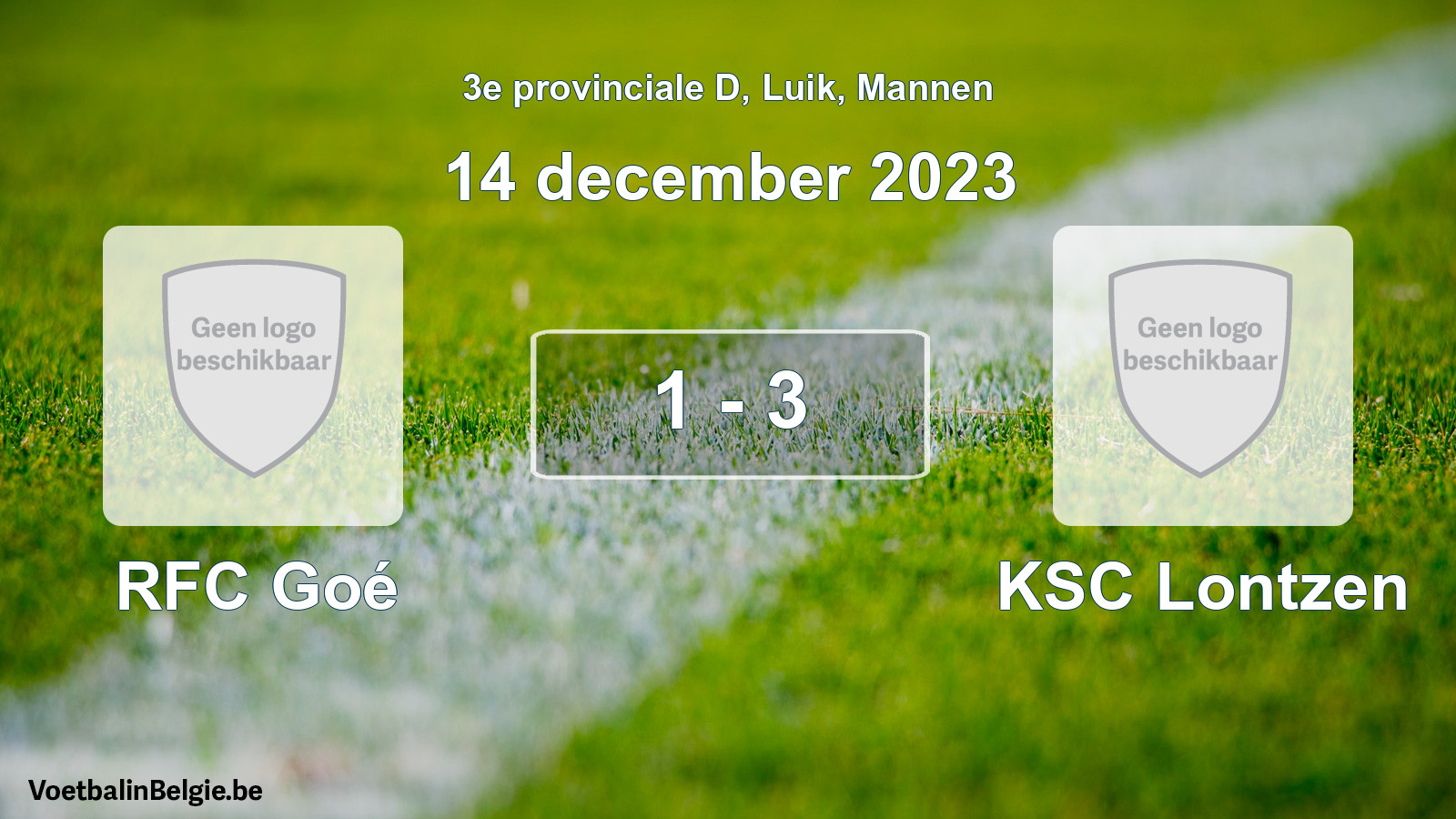 Gespeelde wedstrijd mannenvoetbal: RFC Goé - KSC Lontzen 1 - 3 (14 december 2023)