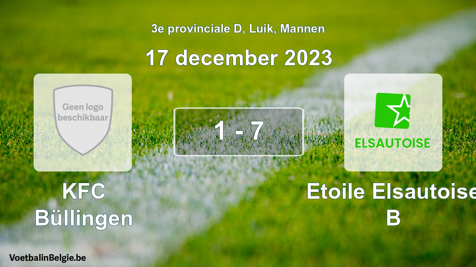 Gespeelde wedstrijd mannenvoetbal: KFC Büllingen - Etoile Elsautoise B 1 - 7 (17 december 2023)