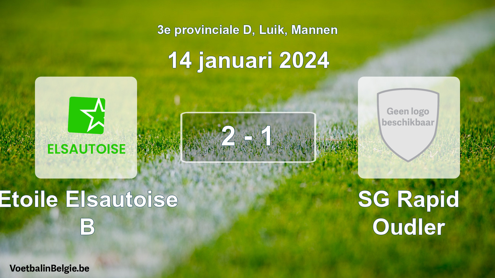 Gespeelde wedstrijd mannenvoetbal: Etoile Elsautoise B - SG Rapid Oudler 2 - 1 (14 januari 2024)