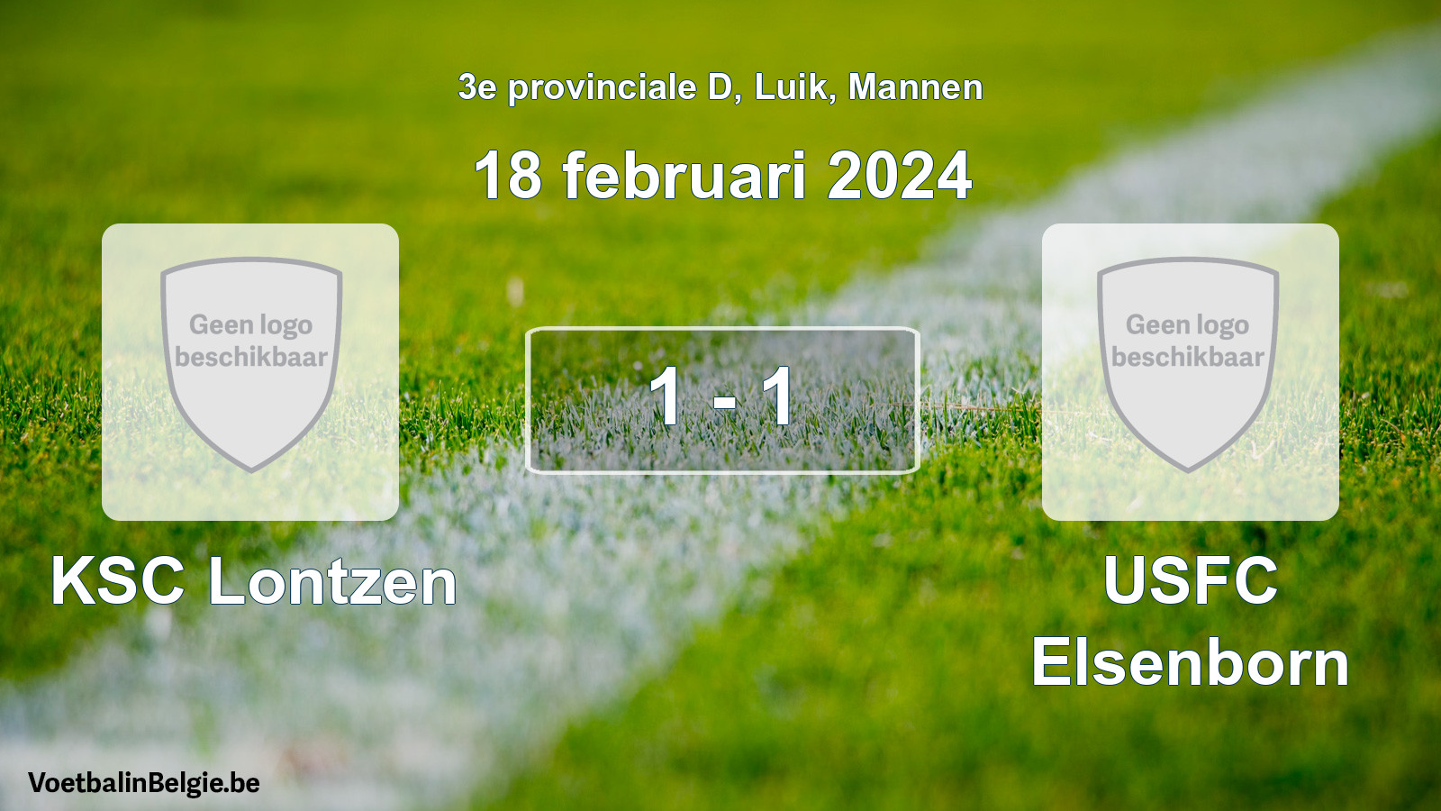Gespeelde wedstrijd mannenvoetbal: KSC Lontzen - USFC Elsenborn 1 - 1 (18 februari 2024)
