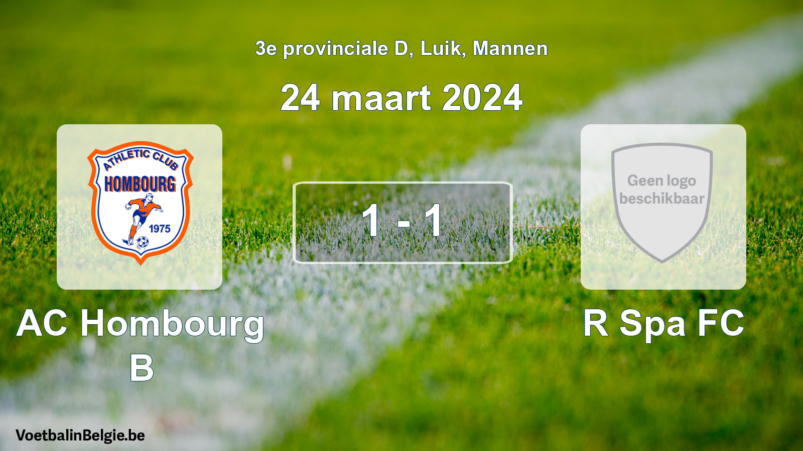 Gespeelde wedstrijd mannenvoetbal: AC Hombourg B - R Spa FC 1 - 1 (24 maart 2024)