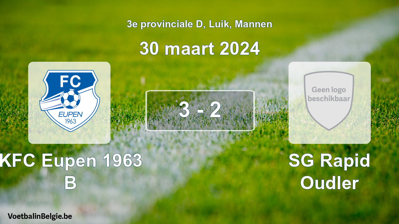 Gespeelde wedstrijd mannenvoetbal: KFC Eupen 1963 B - SG Rapid Oudler 3 - 2 (30 maart 2024)
