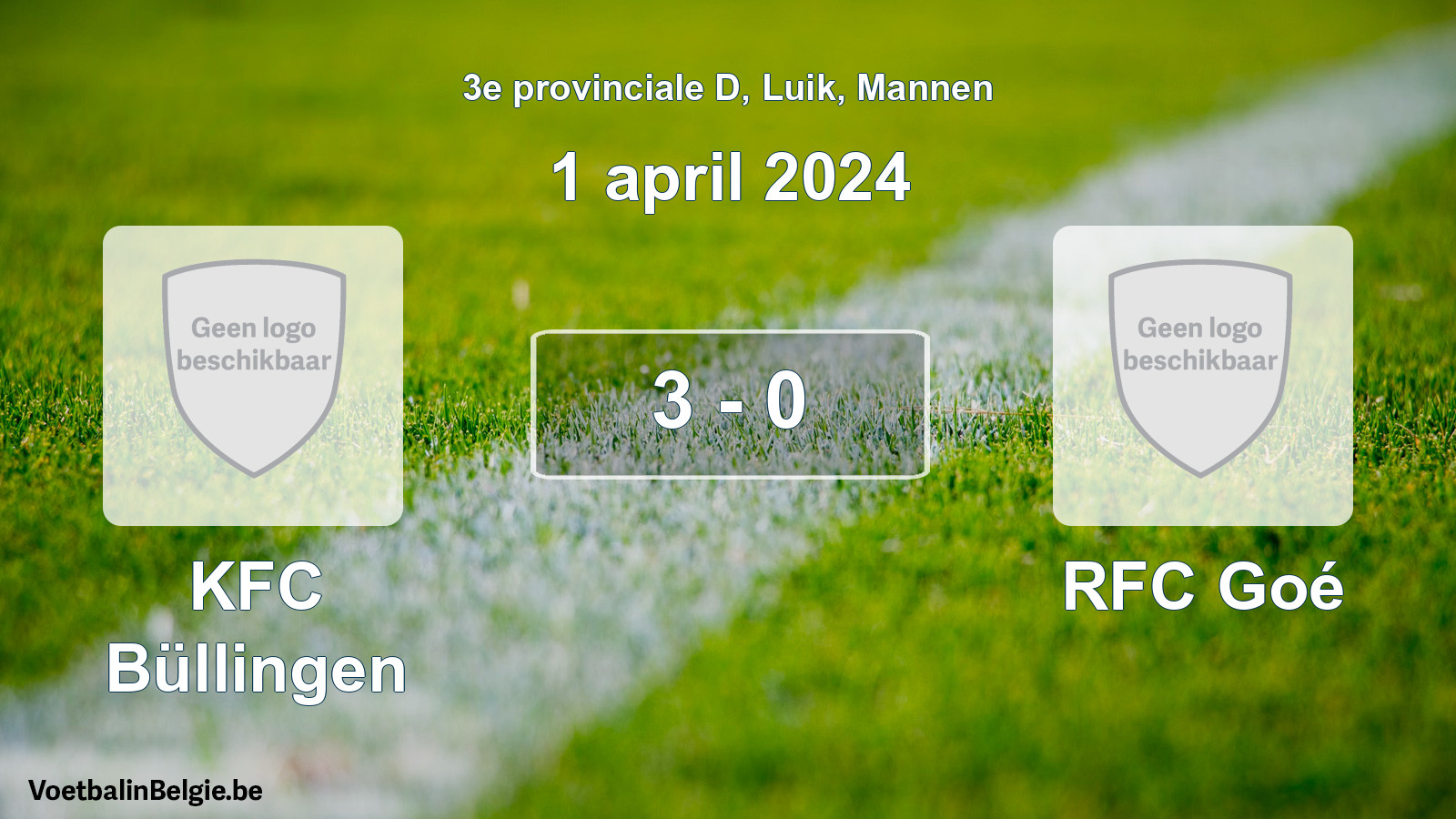 Gespeelde wedstrijd mannenvoetbal: KFC Büllingen - RFC Goé 3 - 0 (1 april 2024)