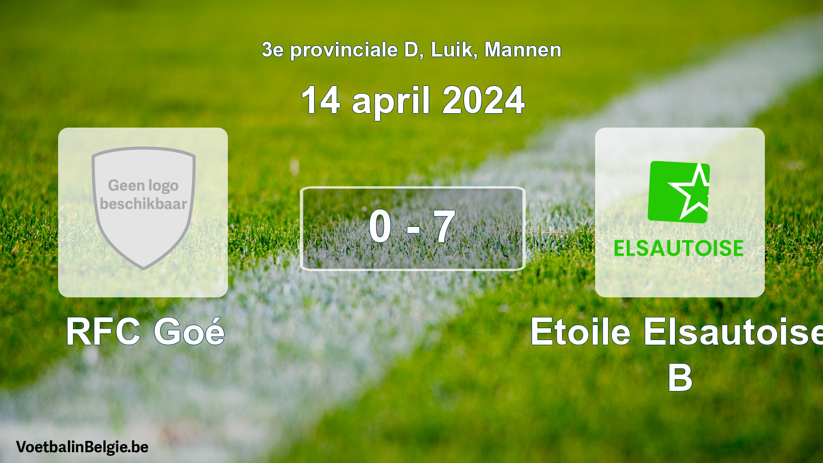 Gespeelde wedstrijd mannenvoetbal: RFC Goé - Etoile Elsautoise B 0 - 7 (14 april 2024)