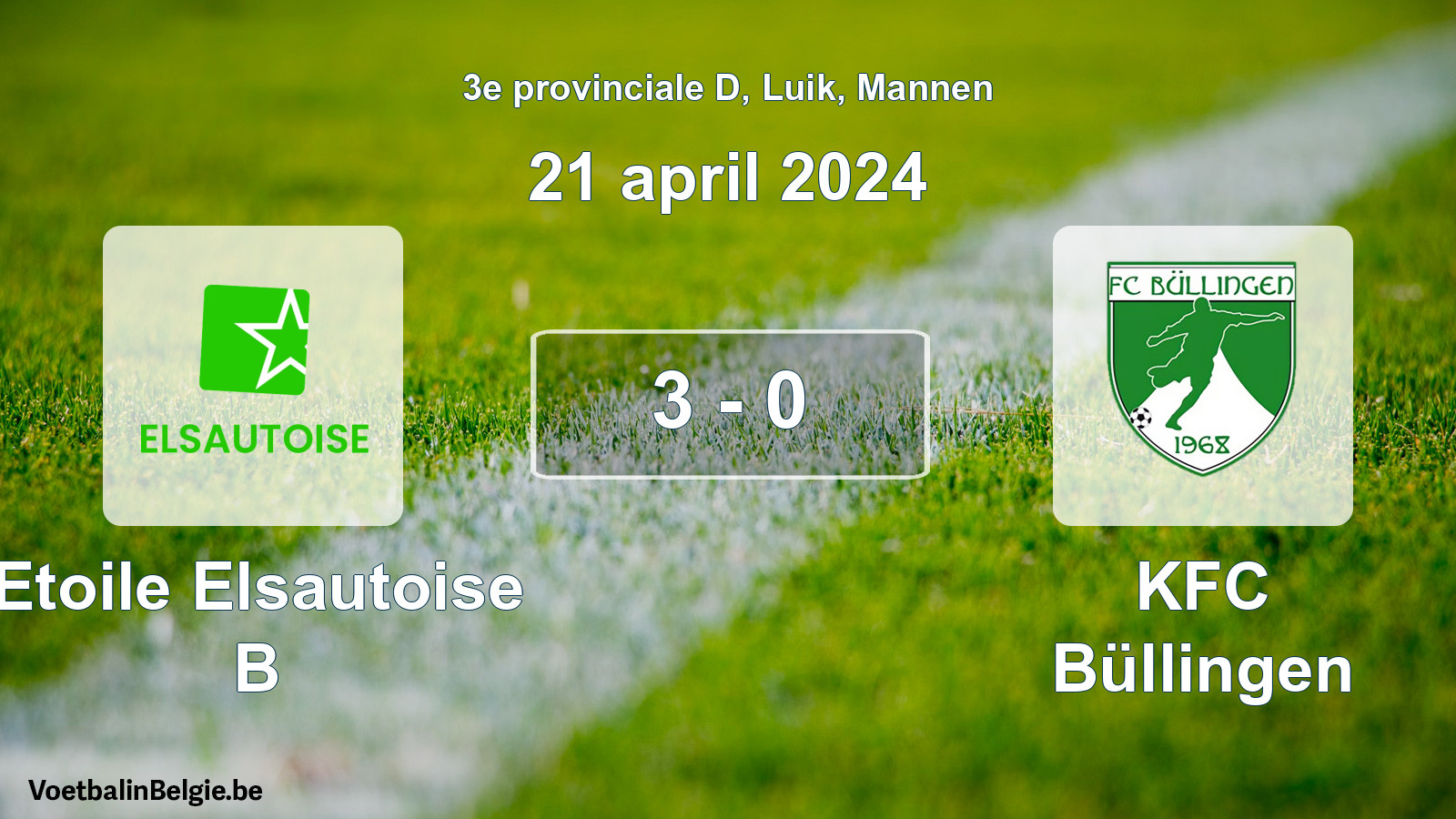 Match joué football hommes: Etoile Elsautoise B - KFC Büllingen 3 - 0 (21 avril 2024)