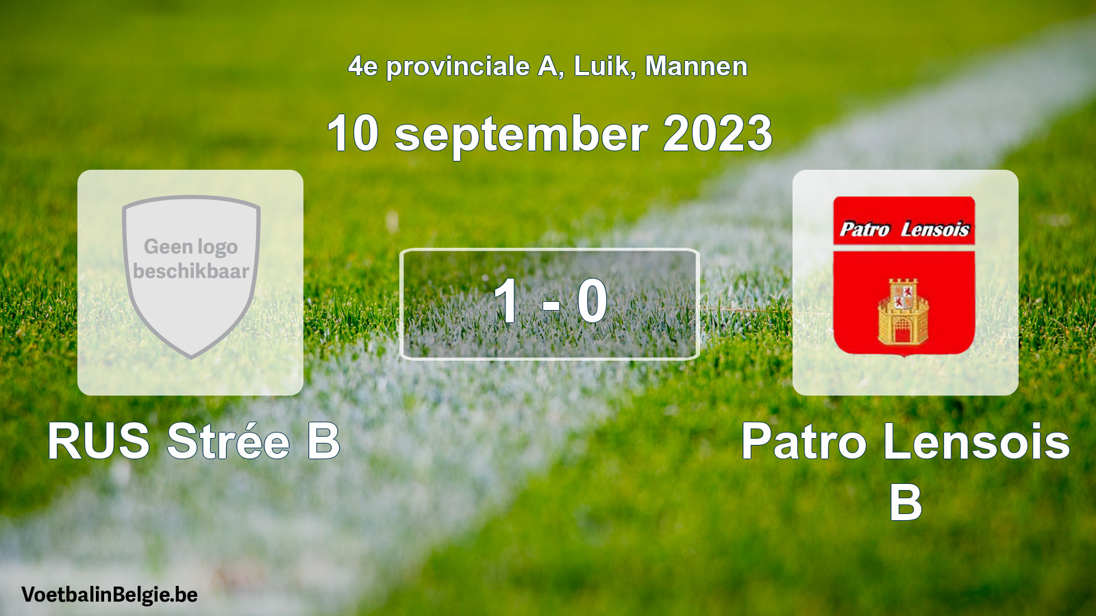 Gespeelde wedstrijd mannenvoetbal: RUS Strée B - Patro Lensois B 1 - 0 (10 september 2023)