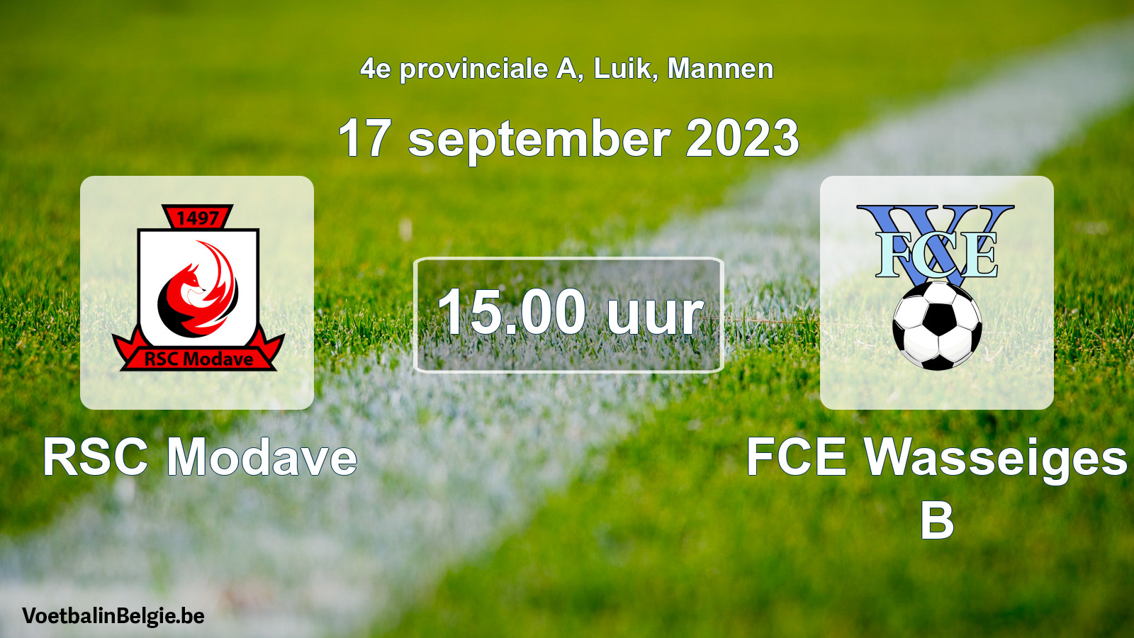 Match prévu football hommes: RSC Modave - FCE Wasseiges B (17 septembre 2023)