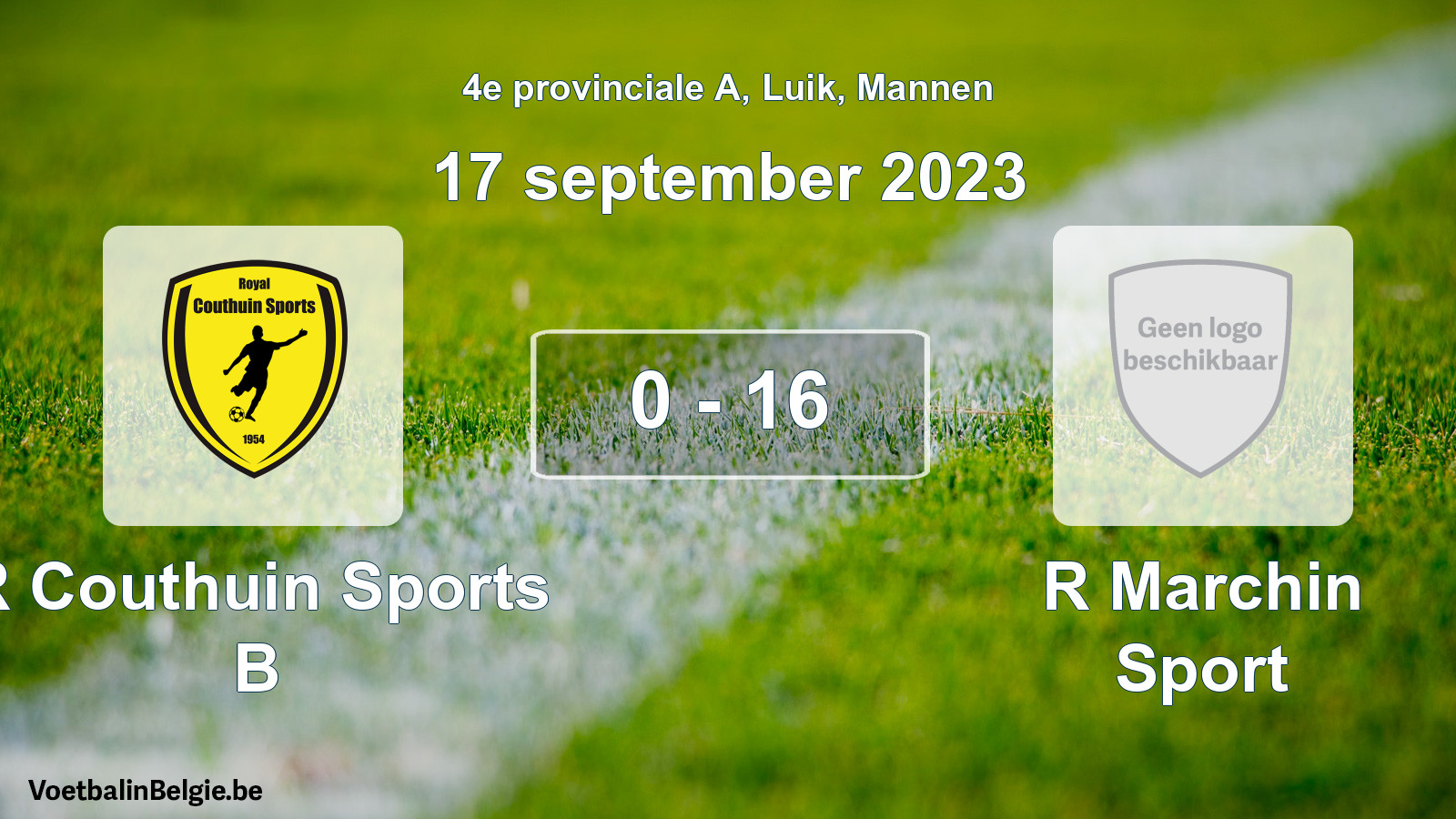 Gespeelde wedstrijd mannenvoetbal: R Couthuin Sports B - R Marchin Sport 0 - 16 (17 september 2023)