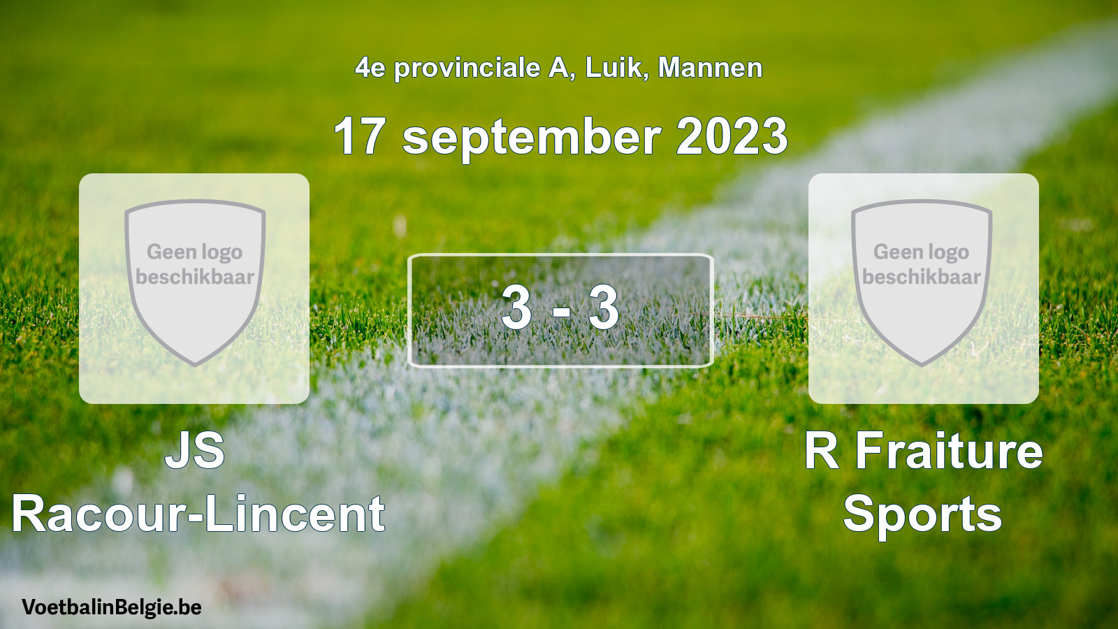 Gespeelde wedstrijd mannenvoetbal: JS Racour-Lincent - R Fraiture Sports 3 - 3 (17 september 2023)