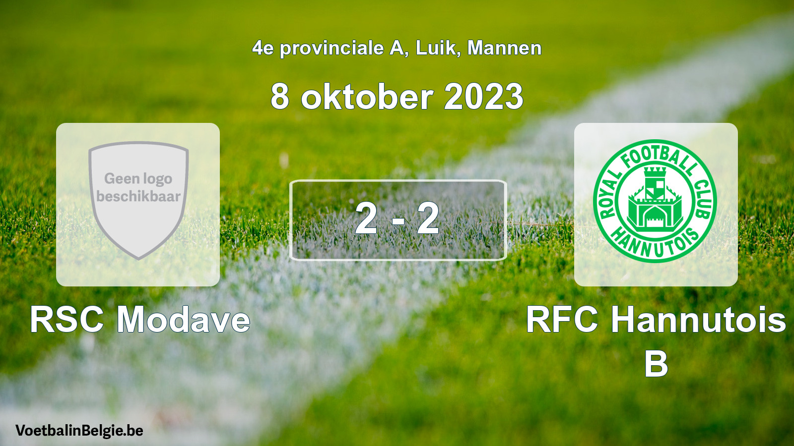 Gespeelde wedstrijd mannenvoetbal: RSC Modave - RFC Hannutois B 2 - 2 (8 oktober 2023)