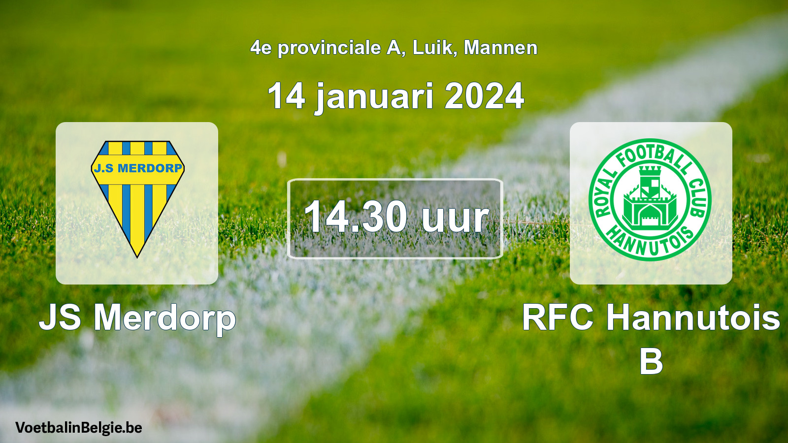 Geplande wedstrijd mannenvoetbal: JS Merdorp - RFC Hannutois B (14 januari 2024)