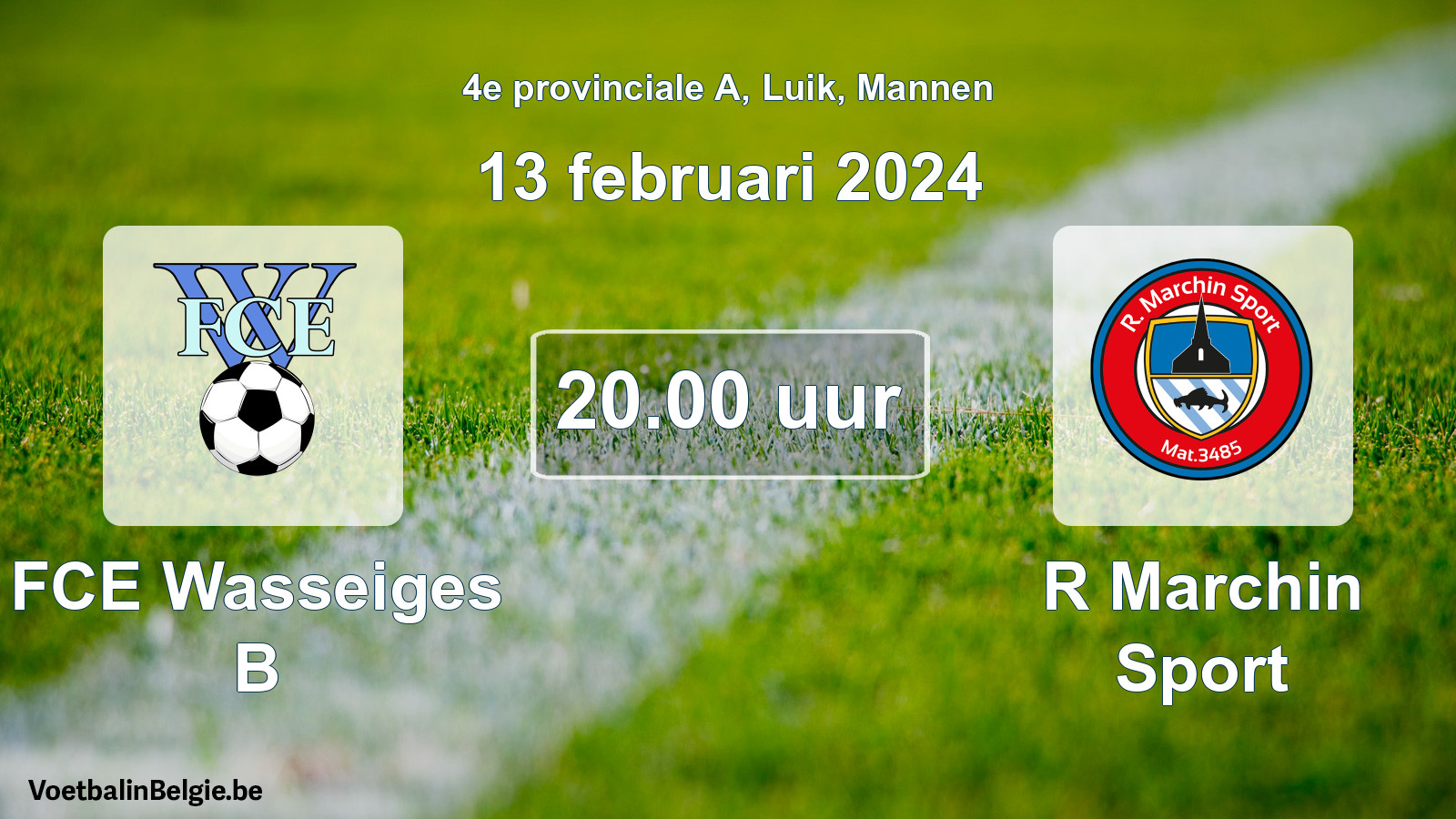 Match prévu football hommes: FCE Wasseiges B - R Marchin Sport (13 février 2024)