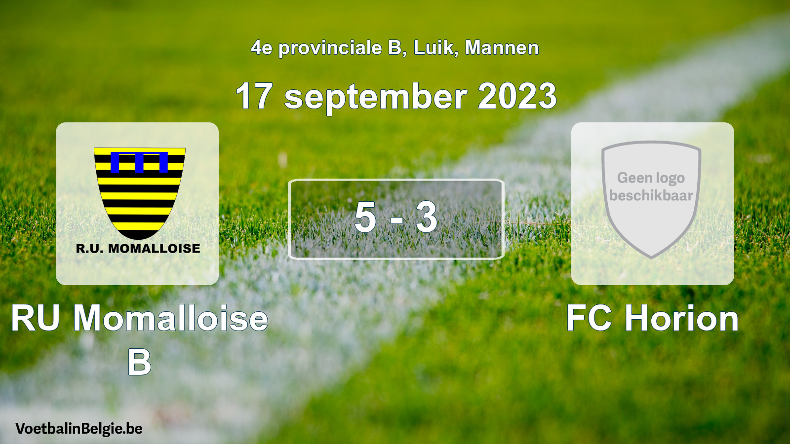 Gespeelde wedstrijd mannenvoetbal: RU Momalloise B - FC Horion 5 - 3 (17 september 2023)