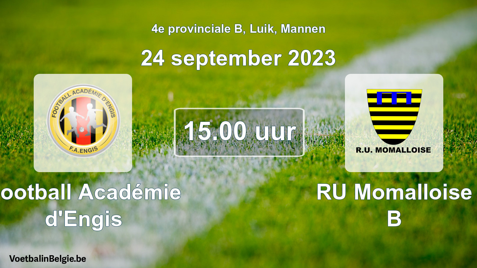Geplande wedstrijd mannenvoetbal: Football Académie d'Engis - RU Momalloise B (24 september 2023)