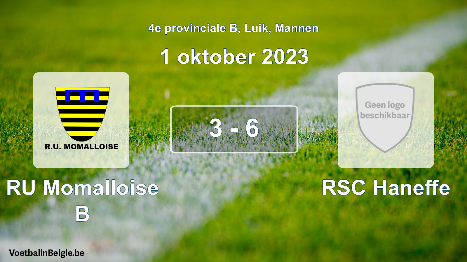 Gespeelde wedstrijd mannenvoetbal: RU Momalloise B - RSC Haneffe 3 - 6 (1 oktober 2023)