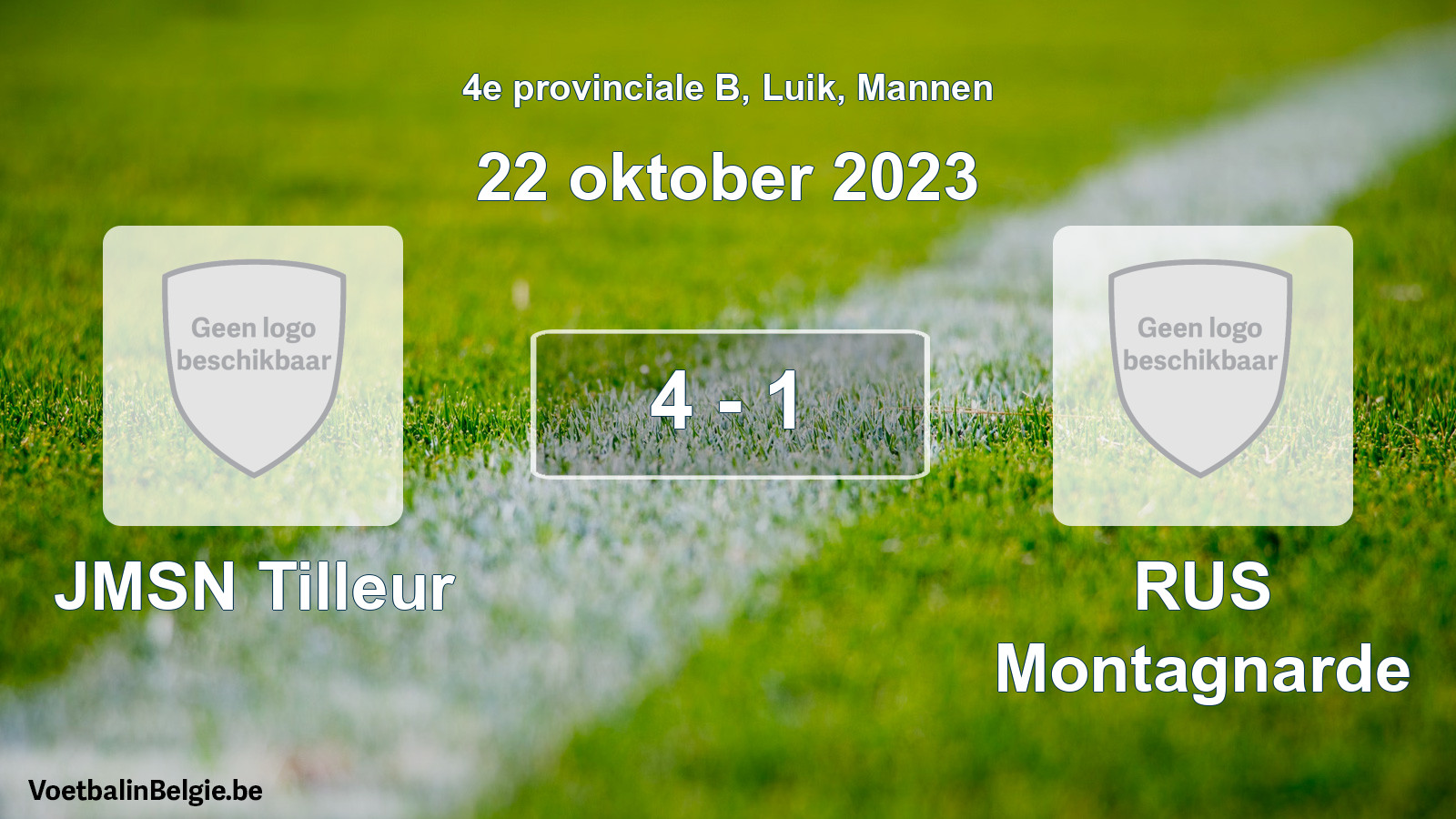 Gespeelde wedstrijd mannenvoetbal: JMSN Tilleur - RUS Montagnarde 4 - 1 (22 oktober 2023)