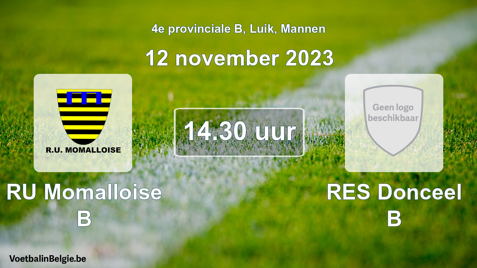 Geplande wedstrijd mannenvoetbal: RU Momalloise B - RES Donceel B (12 november 2023)