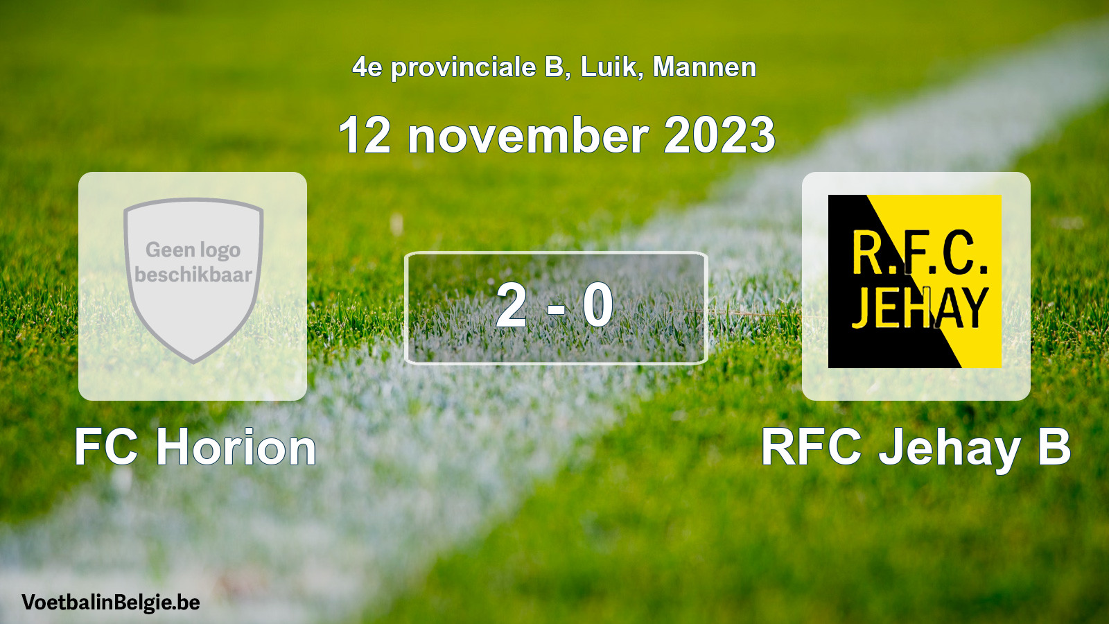Gespeelde wedstrijd mannenvoetbal: FC Horion - RFC Jehay B 2 - 0 (12 november 2023)