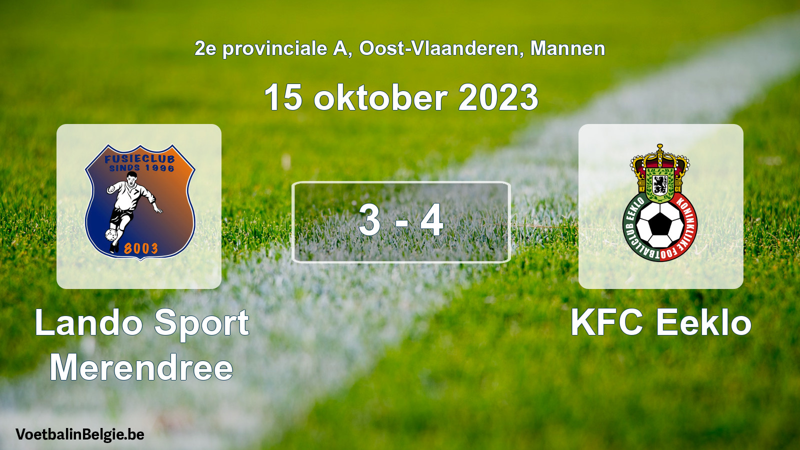 Gespeelde wedstrijd mannenvoetbal: Lando Sport Merendree - KFC Eeklo 3 - 4 (15 oktober 2023)