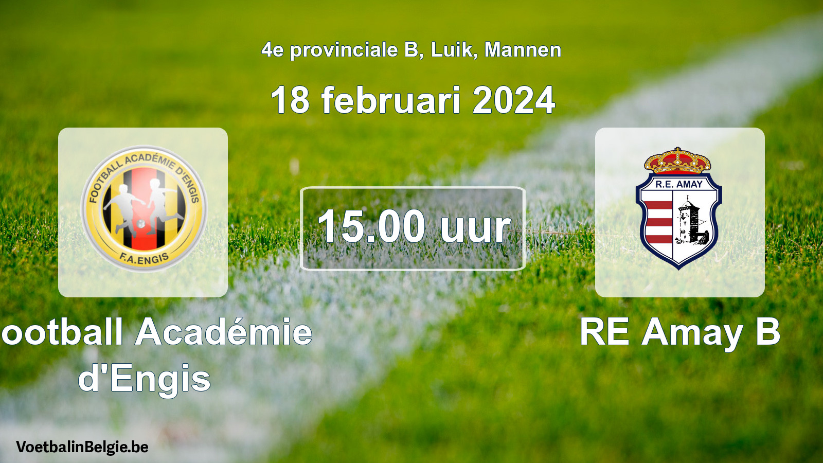 Geplantes Spiel männer-Fußball: Football Académie d'Engis - RE Amay B (18 Februar 2024)
