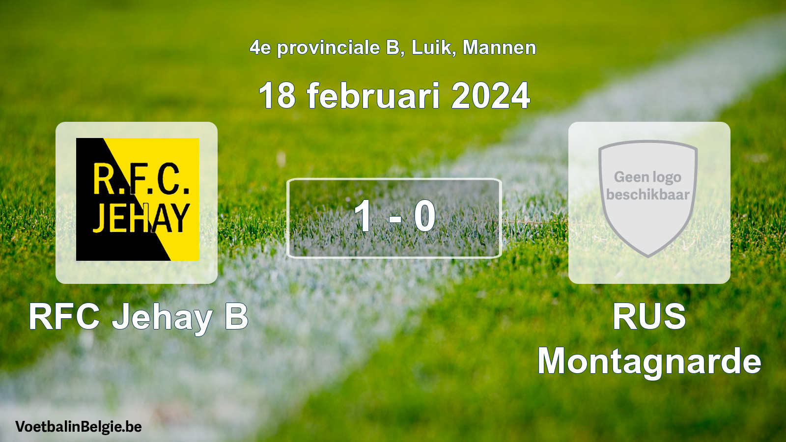 Gespeelde wedstrijd mannenvoetbal: RFC Jehay B - RUS Montagnarde 1 - 0 (18 februari 2024)