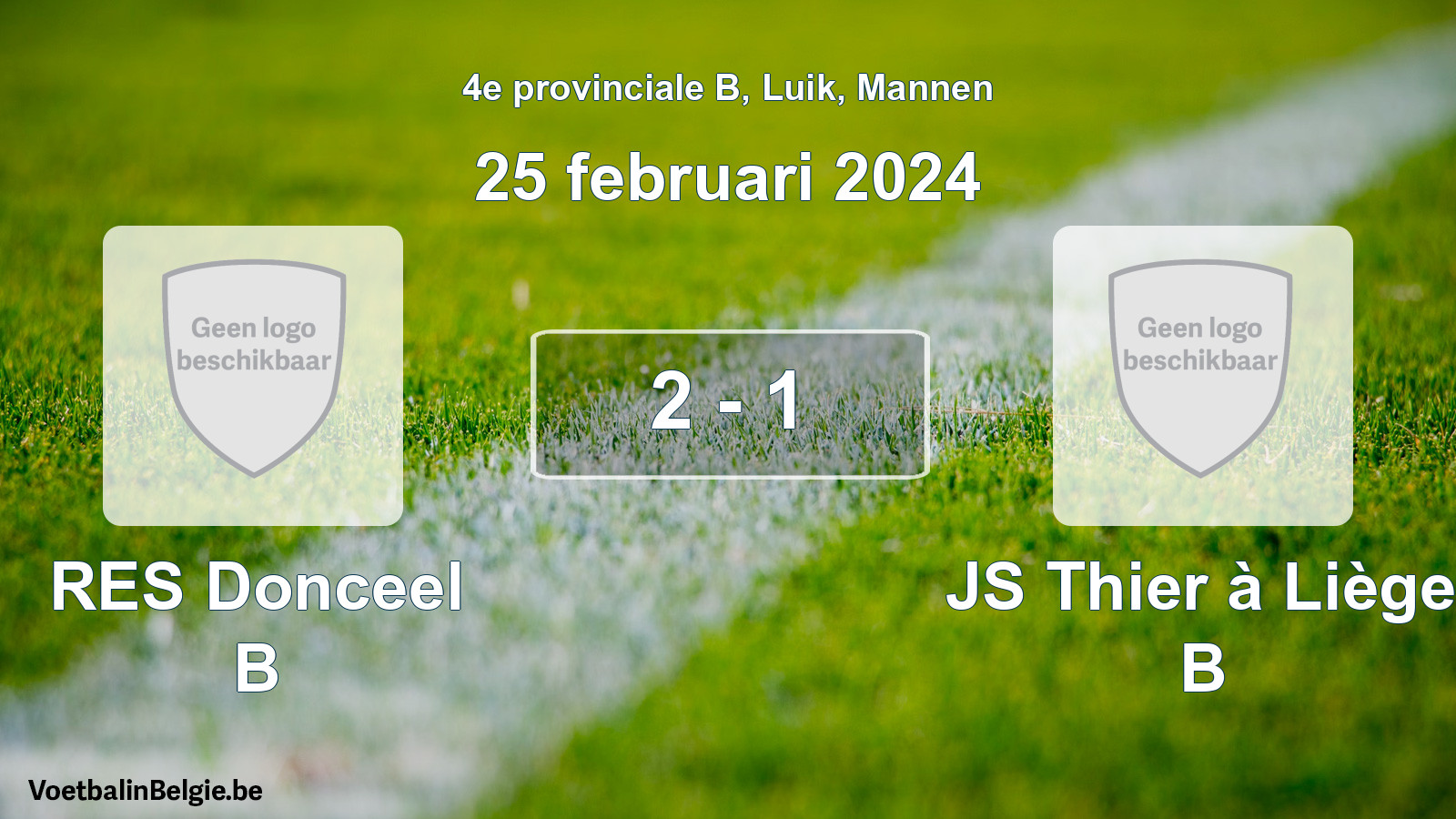 Gespeelde wedstrijd mannenvoetbal: RES Donceel B - JS Thier à Liège B 2 - 1 (25 februari 2024)