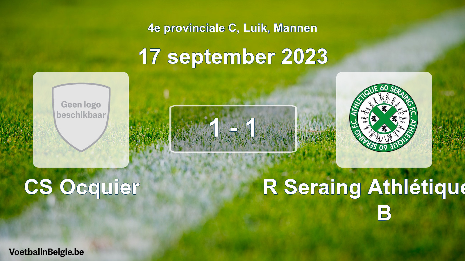 Gespeelde wedstrijd mannenvoetbal: CS Ocquier - R Seraing Athlétique FC B 1 - 1 (17 september 2023)