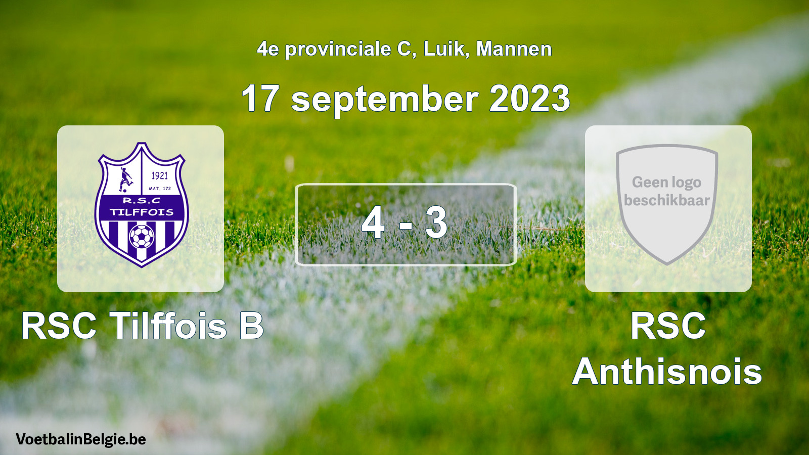 Gespeelde wedstrijd mannenvoetbal: RSC Tilffois B - RSC Anthisnois 4 - 3 (17 september 2023)