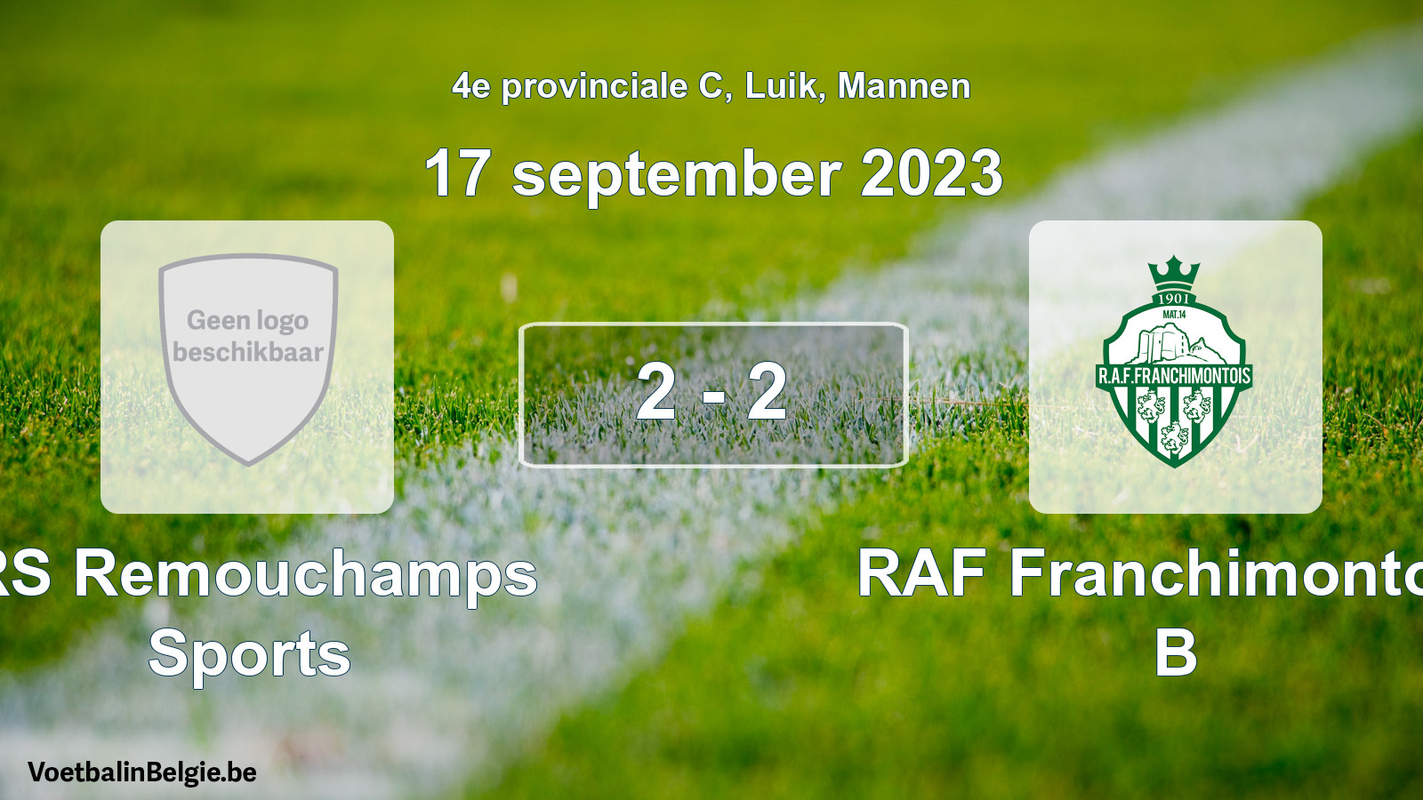 Gespeelde wedstrijd mannenvoetbal: RS Remouchamps Sports - RAF Franchimontois B 2 - 2 (17 september 2023)