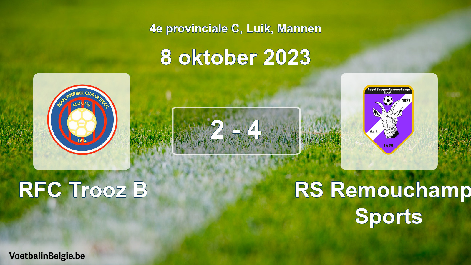 Played match men football: RFC Trooz B - RS Remouchamps Sports 2 - 4 (8 October 2023)