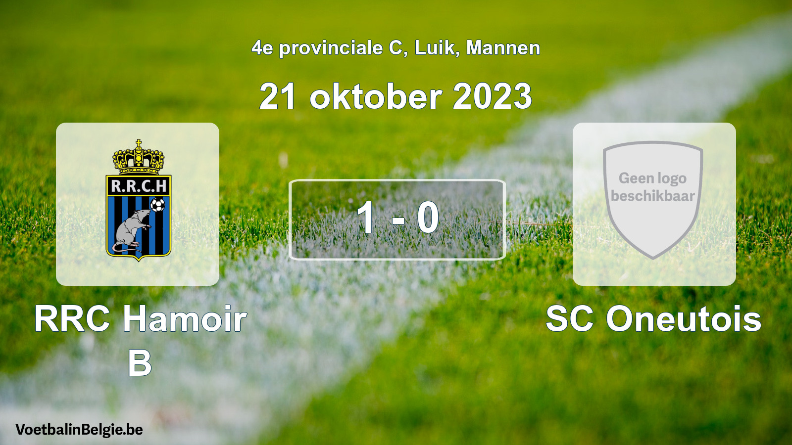 Gespeelde wedstrijd mannenvoetbal: RRC Hamoir B - SC Oneutois 1 - 0 (21 oktober 2023)