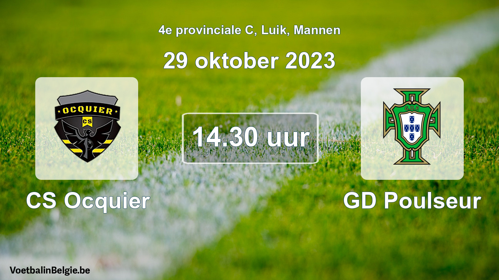 Scheduled match men football: CS Ocquier - GD Poulseur (29 October 2023)