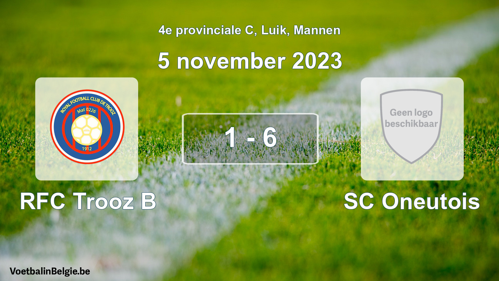 Gespeelde wedstrijd mannenvoetbal: RFC Trooz B - SC Oneutois 1 - 6 (5 november 2023)