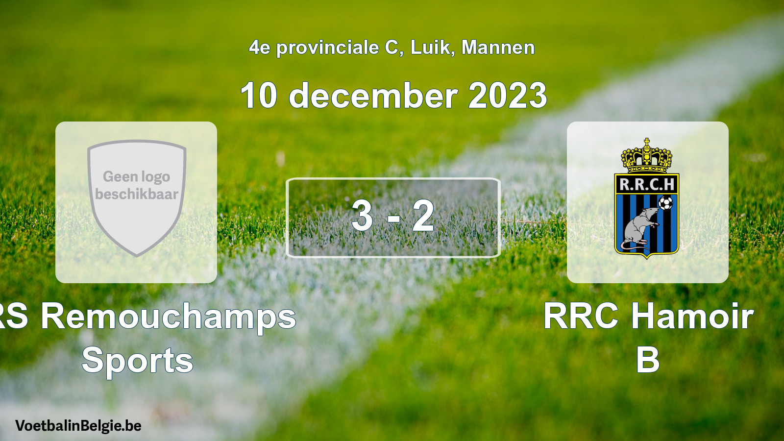Gespeelde wedstrijd mannenvoetbal: RS Remouchamps Sports - RRC Hamoir B 3 - 2 (10 december 2023)