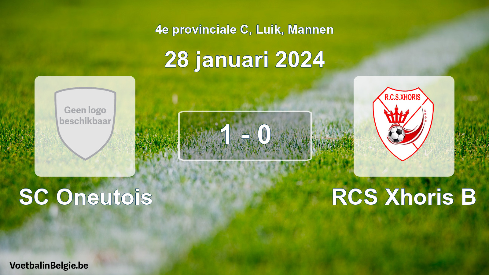 Gespeelde wedstrijd mannenvoetbal: SC Oneutois - RCS Xhoris B 1 - 0 (28 januari 2024)