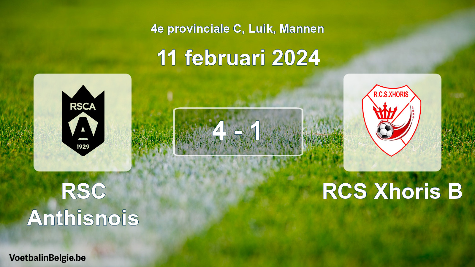 Played match men football: RSC Anthisnois - RCS Xhoris B 4 - 1 (11 February 2024)