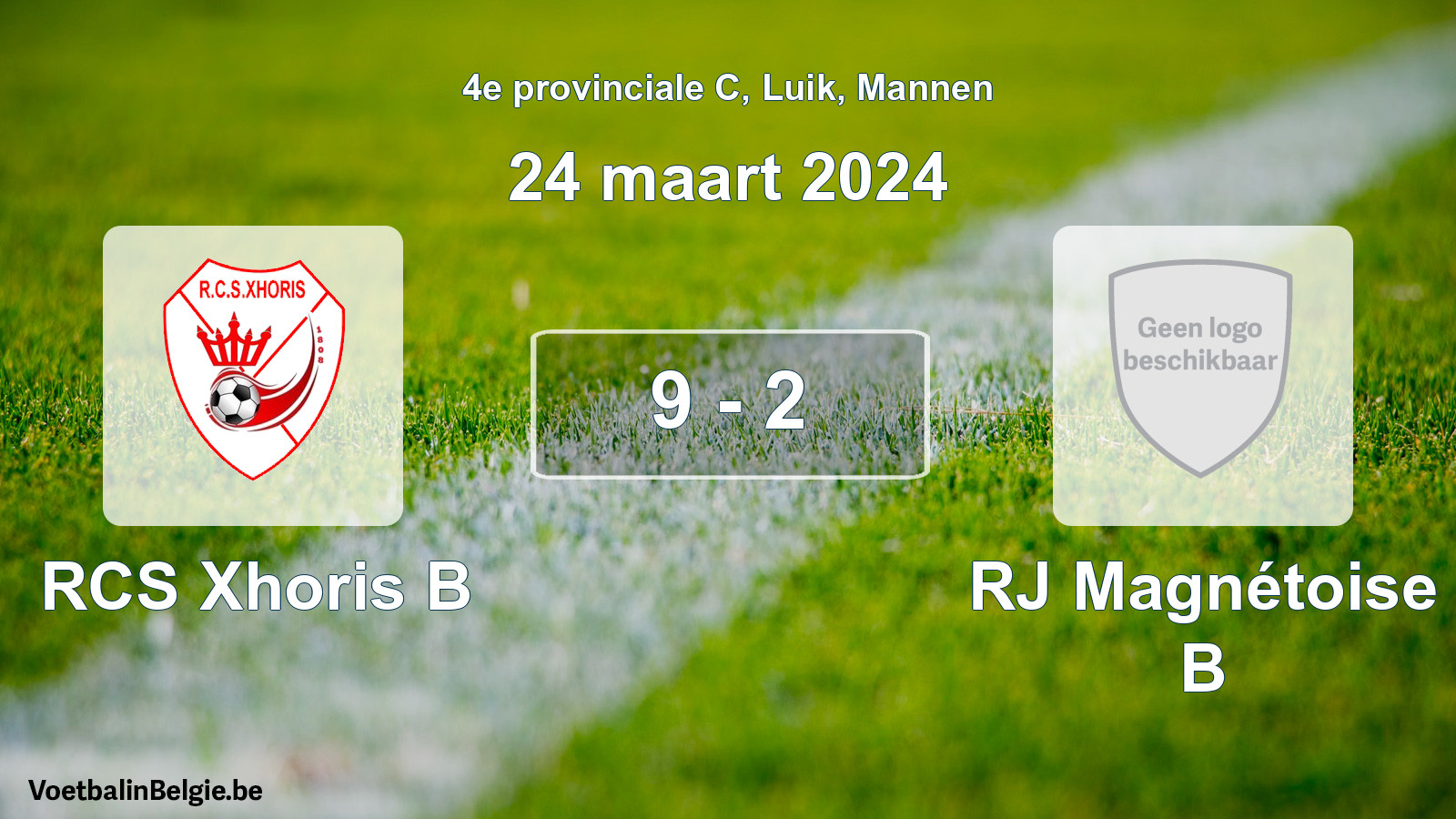 Gespeelde wedstrijd mannenvoetbal: RCS Xhoris B - RJ Magnétoise B 9 - 2 (24 maart 2024)