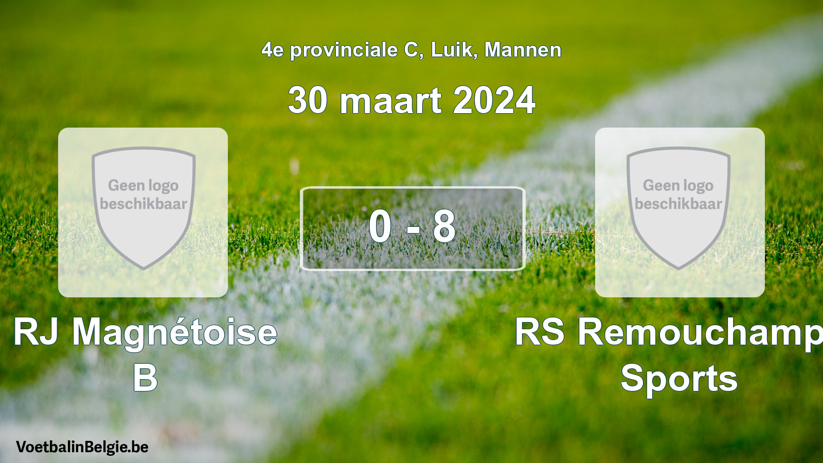 Gespeelde wedstrijd mannenvoetbal: RJ Magnétoise B - RS Remouchamps Sports 0 - 8 (30 maart 2024)