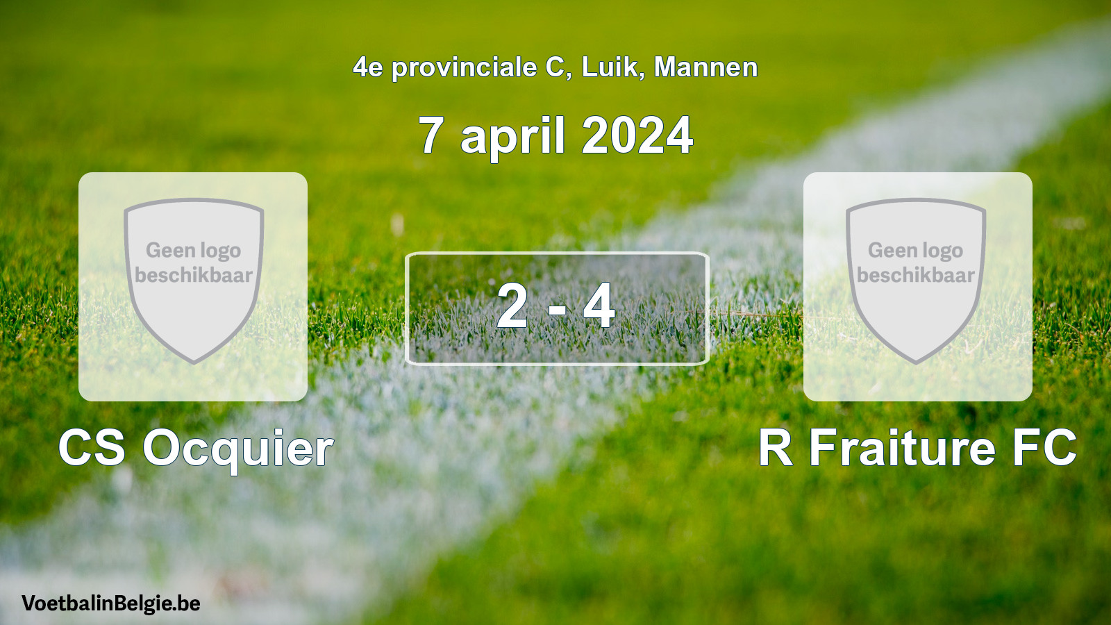 Gespeelde wedstrijd mannenvoetbal: CS Ocquier - R Fraiture FC 2 - 4 (7 april 2024)