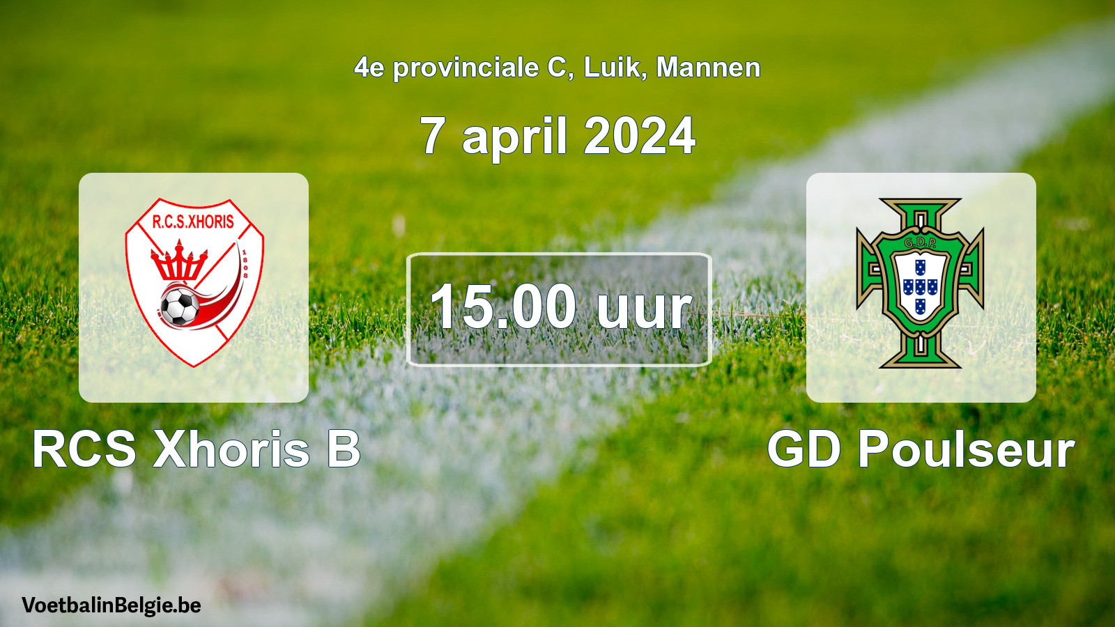 Geplande wedstrijd mannenvoetbal: RCS Xhoris B - GD Poulseur (7 april 2024)