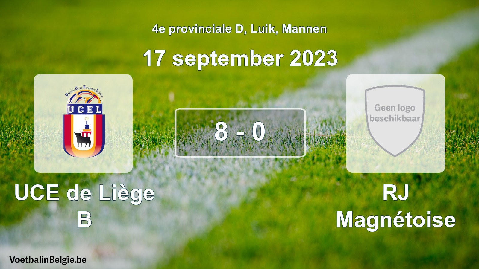Gespeelde wedstrijd mannenvoetbal: UCE de Liège B - RJ Magnétoise 8 - 0 (17 september 2023)
