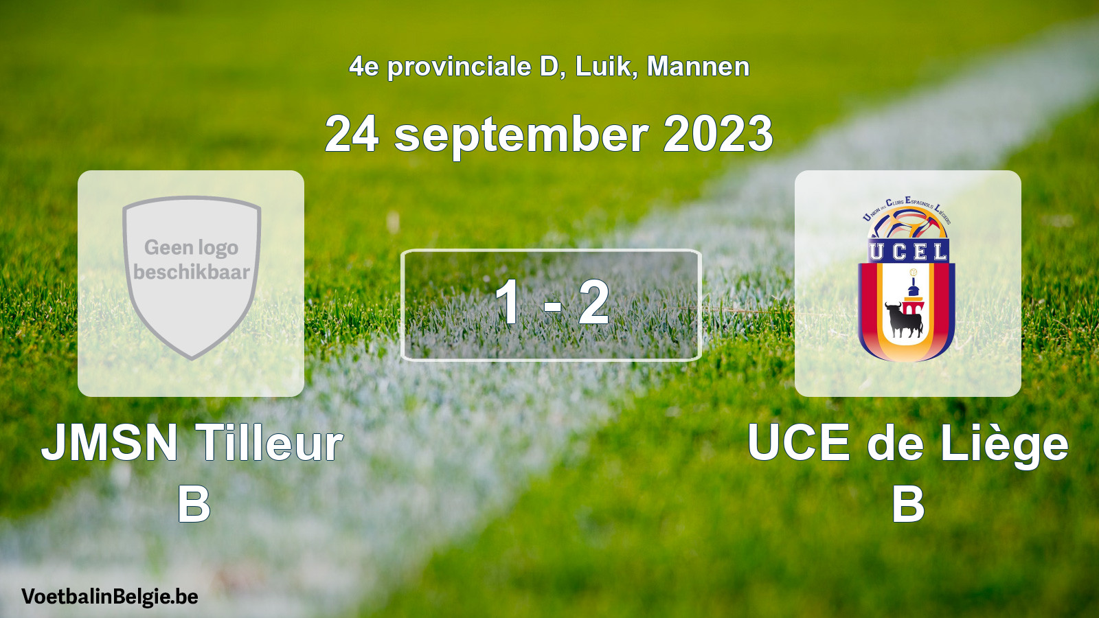 Gespeelde wedstrijd mannenvoetbal: JMSN Tilleur B - UCE de Liège B 1 - 2 (24 september 2023)