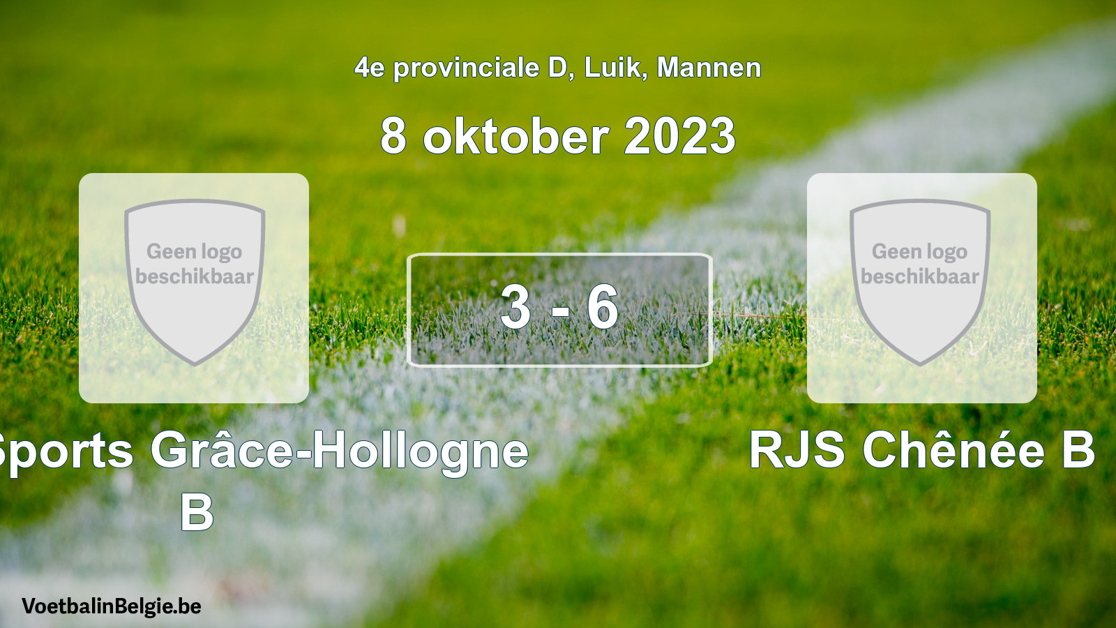 Gespeelde wedstrijd mannenvoetbal: Cité Sports Grâce-Hollogne B - RJS Chênée B 3 - 6 (8 oktober 2023)