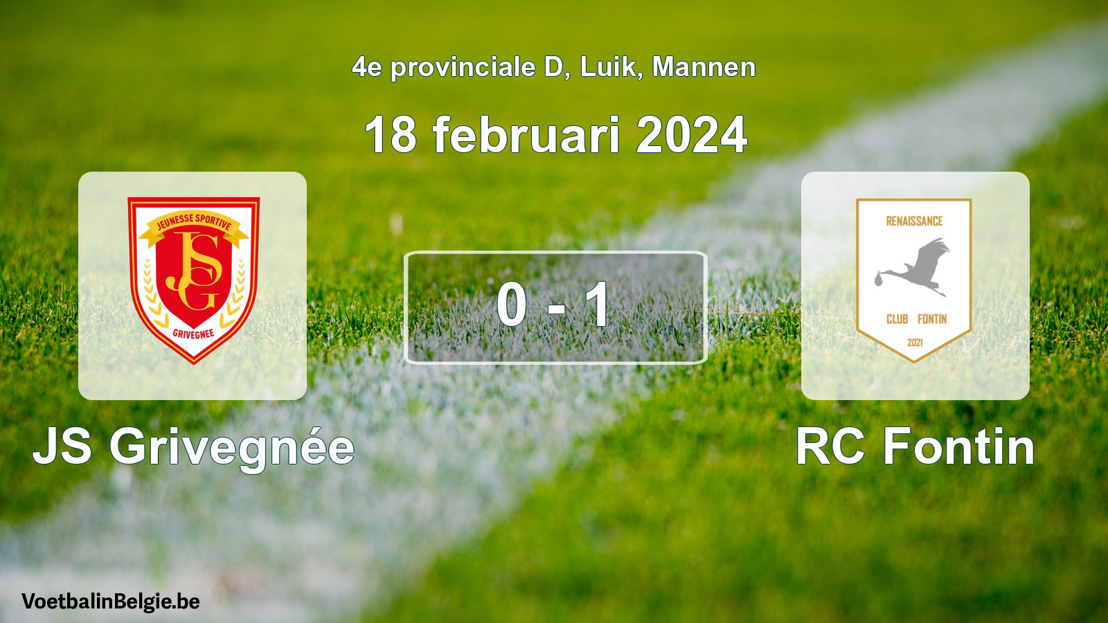 Played match men football: JS Grivegnée - RC Fontin 0 - 1 (18 February 2024)