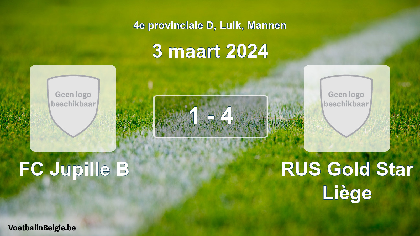 Gespeelde wedstrijd mannenvoetbal: FC Jupille B - RUS Gold Star Liège 1 - 4 (3 maart 2024)