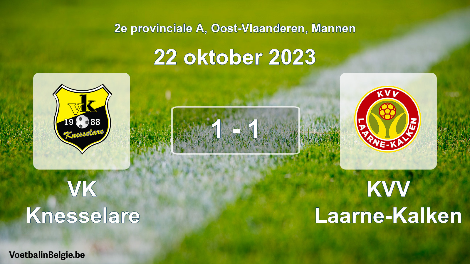 Gespeelde wedstrijd mannenvoetbal: VK Knesselare - KVV Laarne-Kalken 1 - 1 (22 oktober 2023)