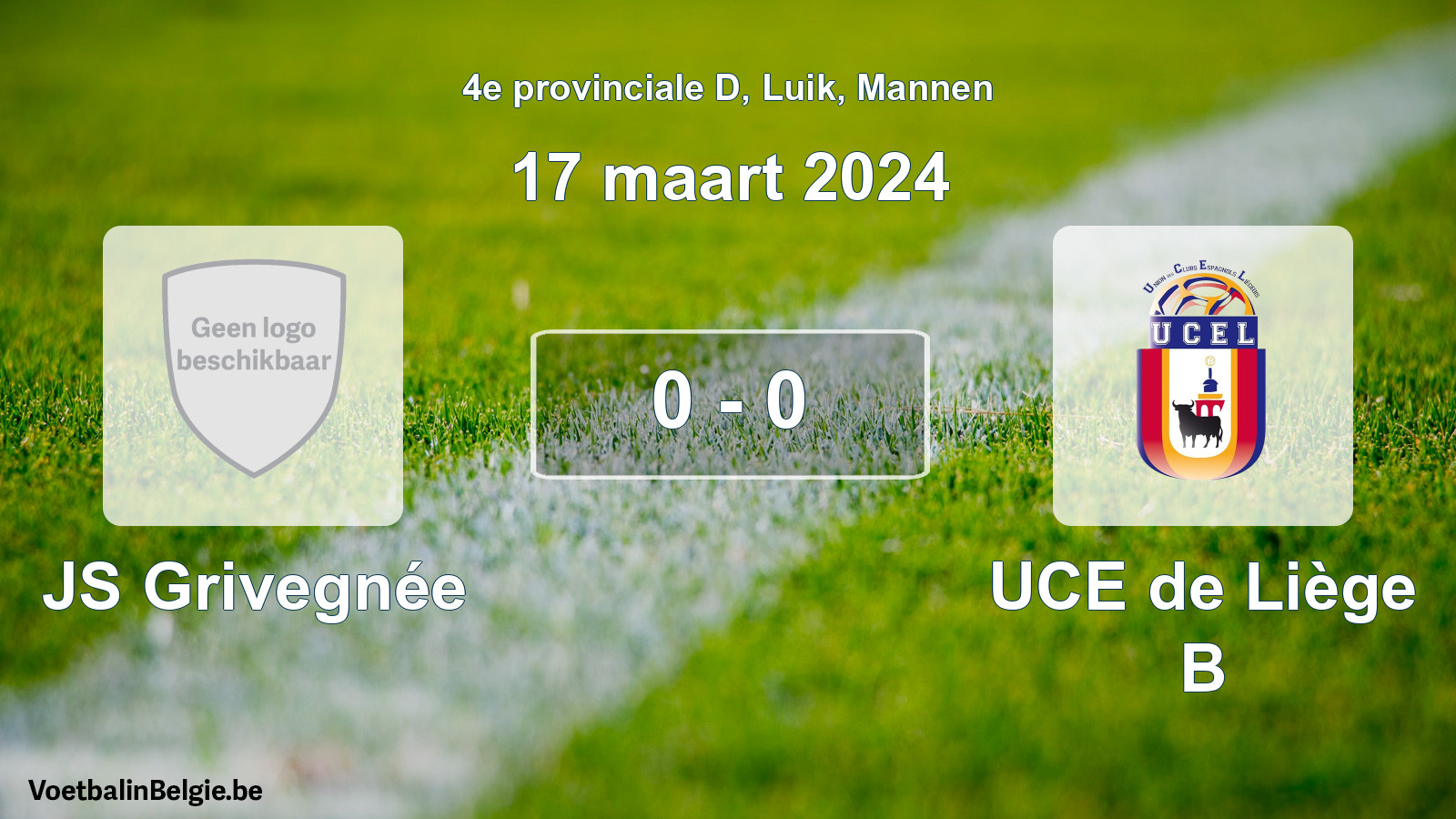 Gespeelde wedstrijd mannenvoetbal: JS Grivegnée - UCE de Liège B 0 - 0 (17 maart 2024)