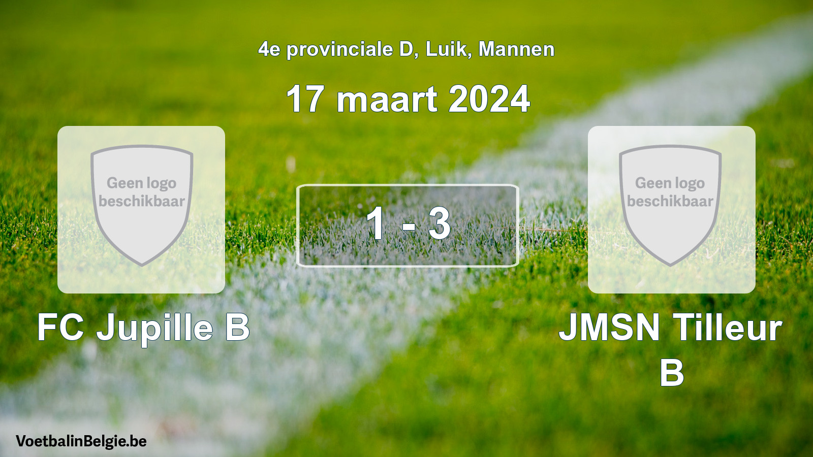 Gespeelde wedstrijd mannenvoetbal: FC Jupille B - JMSN Tilleur B 1 - 3 (17 maart 2024)