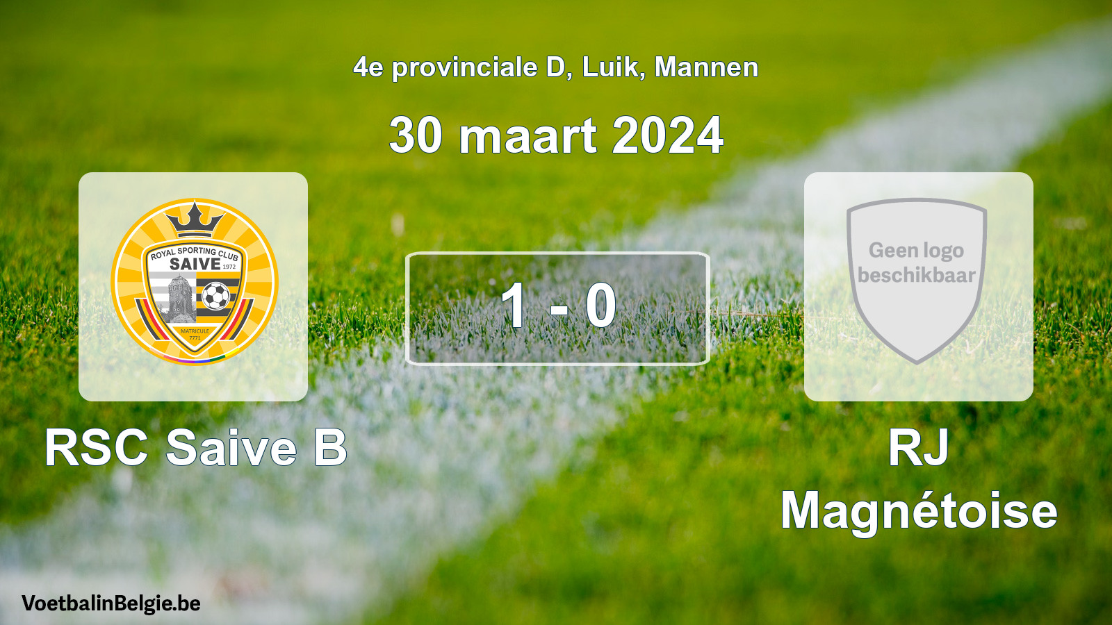 Gespeelde wedstrijd mannenvoetbal: RSC Saive B - RJ Magnétoise 1 - 0 (30 maart 2024)